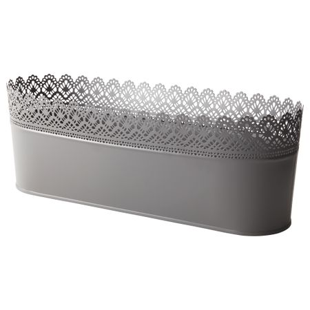 Кашпо СКУРАР, д/дома/улицы, овал серый (10.5 см)