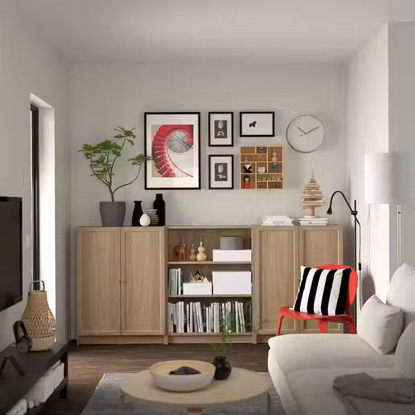 BILLY / OXBERG Стеллаж комбинация с дверцами - под дуб 240x30x106 см - фото 3