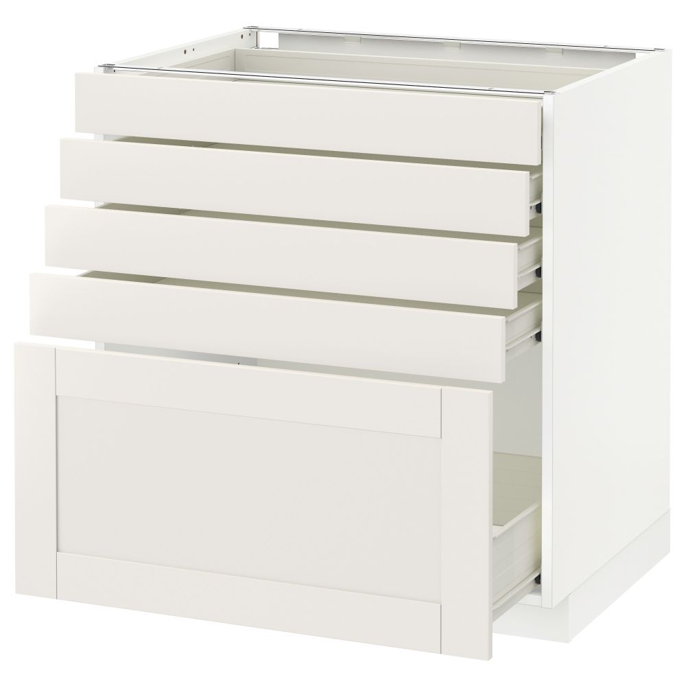 Напольный шкаф с 5 ящиками МЕТОД / ФОРВАРА, белый, Сэведаль белый - схема-чертеж с размерами