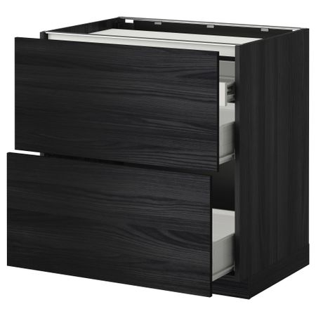 Напольный шкаф, 2 фронтальных панели, 3 ящика МЕТОД / ФОРВАРА, черный, Тингсрид черный