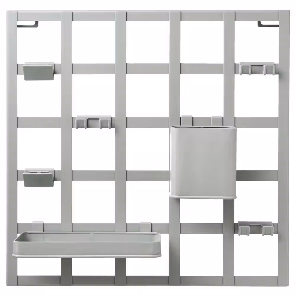 SNICKRA СНИККРА Панель для хранения, 8 предм. - серо-зеленый 38x38 см - фото 1