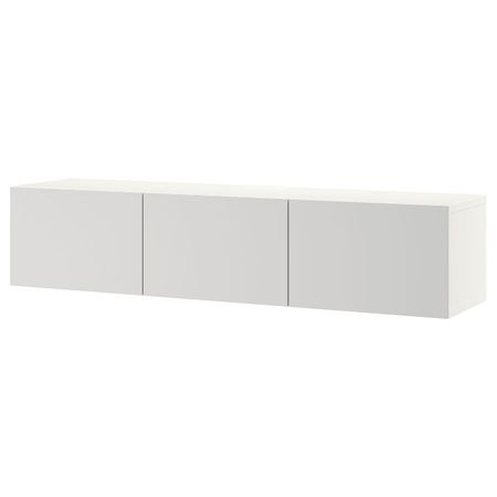 Тумба под ТВ, с дверцами, белый/Лаппвикен светло-серый 180x42x38 см IKEA БЕСТО 093.306.90