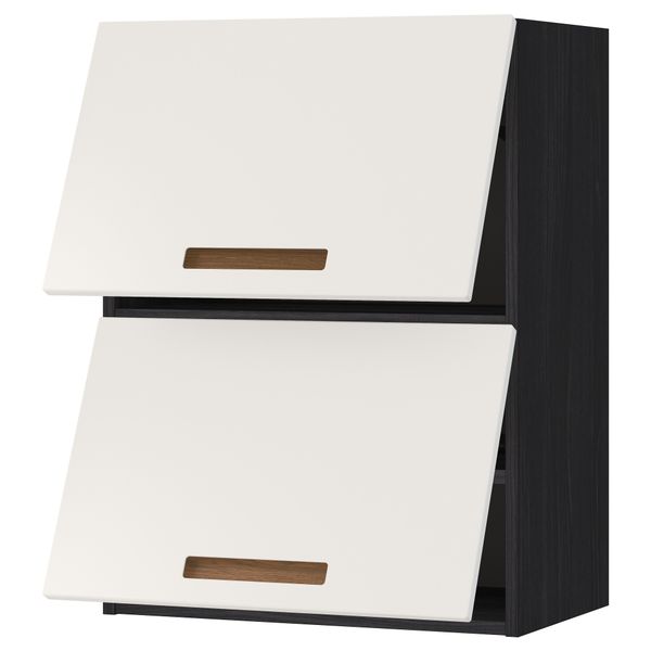 Навесной шкаф, 2 дверцы, горизонтальный МЕТОД, черный, Мэрста белый - схема-чертеж с размерами