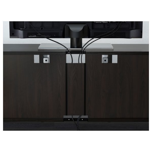 Шкаф для ТВ, комбинированный, стекляные дверцы, черно-коричневый Сельсвикен, глянцевый/серо-зеленый светлый прозрачное стекло, - схема-чертеж с размерами