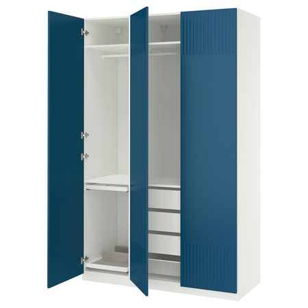 PAX / FYRUDDEN Гардероб, комбинация - белый/синий 150x60x236 см