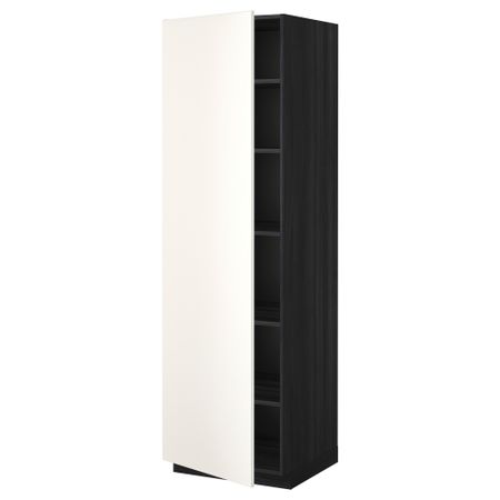Высокий шкаф с полками МЕТОД, черный, Веддинге белый