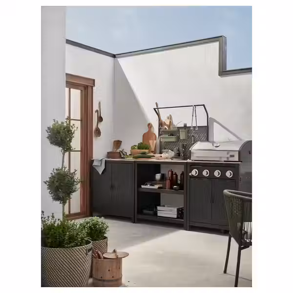 GRILLSKÄR Кухонный островок с задней панелью - нержавеющ сталь/для сада 86x61x176 см - схема-чертеж с размерами