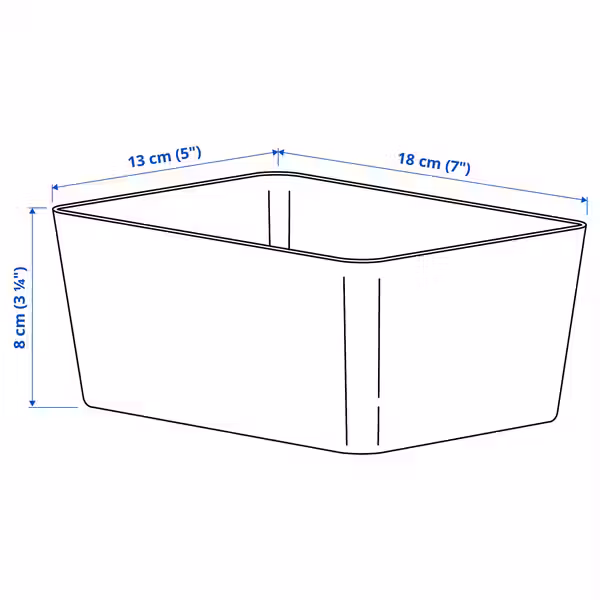 KUGGIS Контейнер - белый 13x18x8 см - схема-чертеж с размерами