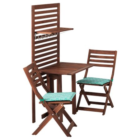 Панель, стол, 2 стула ЭПЛАРО, коричневая морилка, Нэстон зеленый