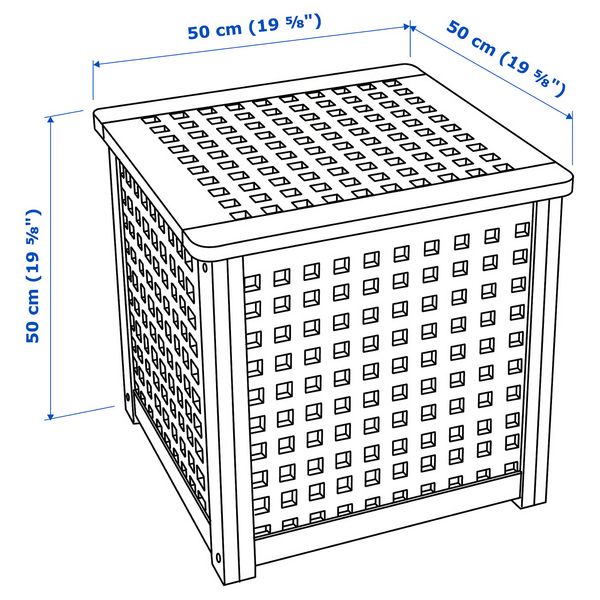 HOL Придиванный столик - акация 50x50 см - схема-чертеж с размерами