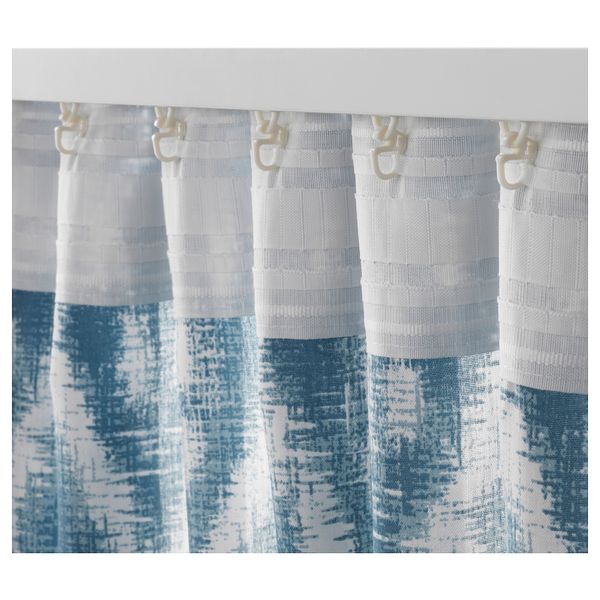 Гардины, 1 пара БЛОЛИЛЬЯ, белый/синий (145x300 см) - схема-чертеж с размерами