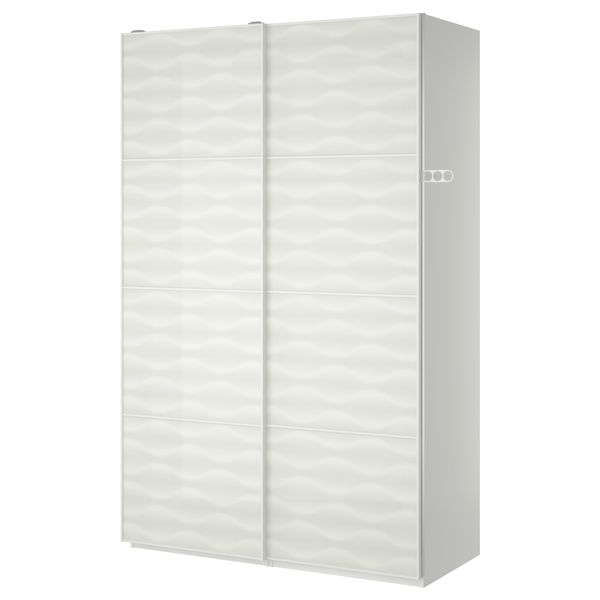 Гардероб ПАКС, белый, Иннфьорден белое стекло (150x66x236 см) - фото 2
