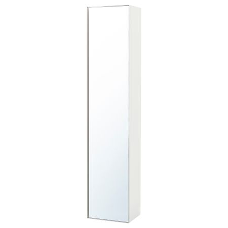 Высокий шкаф с зеркальной дверцей ГОДМОРГОН, глянцевый белый (40x32x192 см)