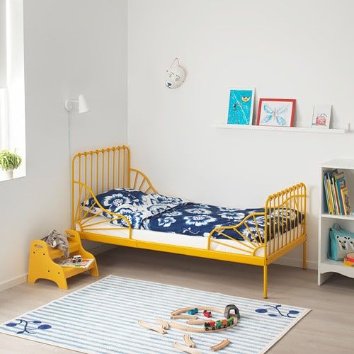 Раздвижная кровать с реечным дном, темно-желтый, 80x200 см IKEA МИННЕН 592.969.24 - фото 6