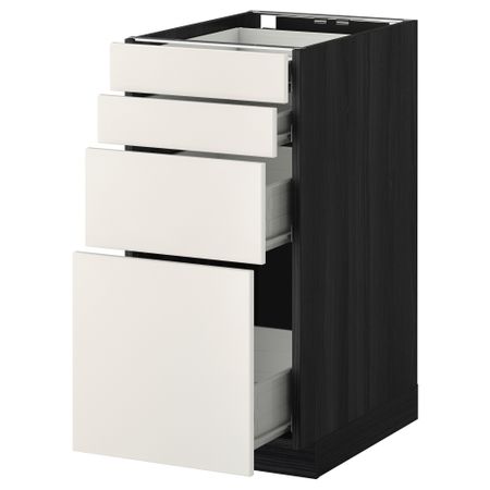 Напольный шкаф 4 фронтальных панели, 4 ящика МЕТОД / ФОРВАРА, черный, Веддинге белый