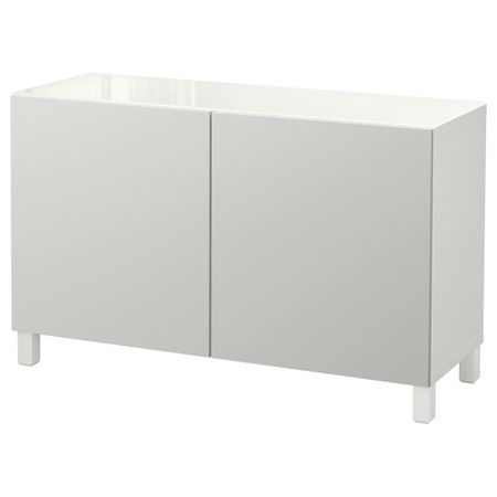 Комбинация для хранения с дверцами БЕСТО, белый, Лаппвикен светло-серый (120x40x74 см)