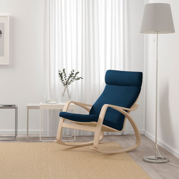 Кресло-качалка, дубовый шпон, беленый/Шифтебу темно-синий IKEA POÄNG ПОЭНГ 193.987.74 - фото 2