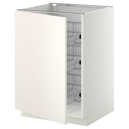 Напольный шкаф/проволочные корзины, белый/Веддинге белый 60x60 см IKEA METOD МЕТОД 894.471.77