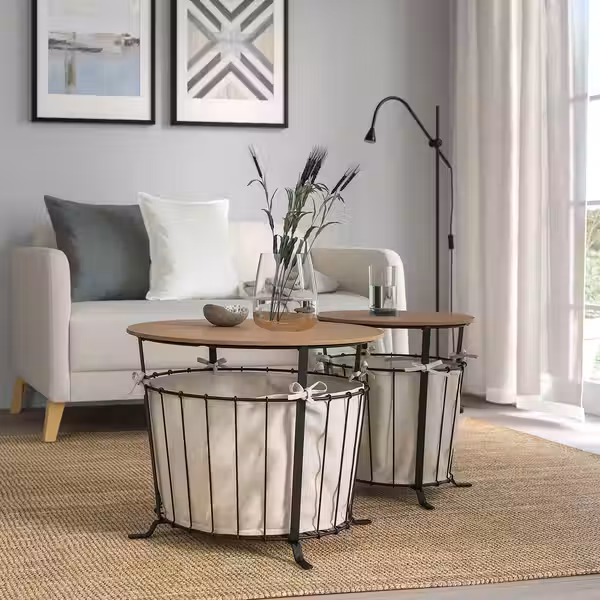 ÄNGESBYN Столик с отделениями д/хранения - чёрный/сосна светло-коричневая морилка 60 см - фото 4