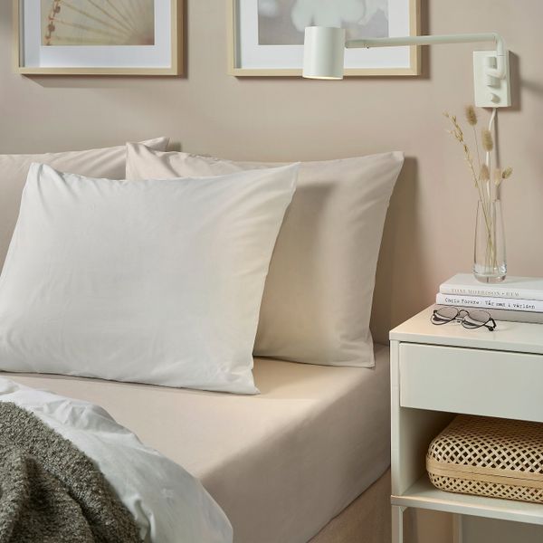 Простыня натяжная, бежевый 90x200 см IKEA DVALA ДВАЛА 603.572.28 - фото 3