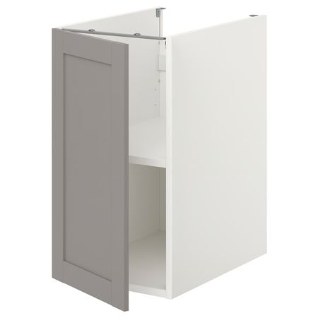 ENHET Напольный шкаф с полкой/дверцей - белый/серый каркас 40x62x75 см