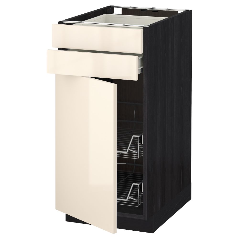 Напольный шкаф, дверца, 2 ящика, проволочных корзин МЕТОД / ФОРВАРА, черный, Рингульт кремовый - схема-чертеж с размерами