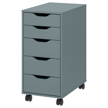 Тумба с ящиками на колесах, серо-бирюзовый/черный 36x76 см IKEA ALEX АЛЕКС 794.222.00