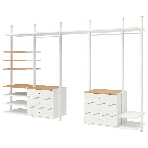 Гардероб, комбинация, белый/бамбук 385x51x222-350 см IKEA ELVARLI ЭЛВАРЛИ 593.028.97 - фото 1