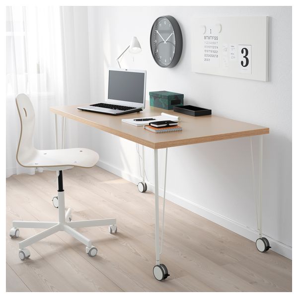 Стол ЛИННМОН / КРИЛЛЕ, бежевый, белый (150x75 см) - фото 2