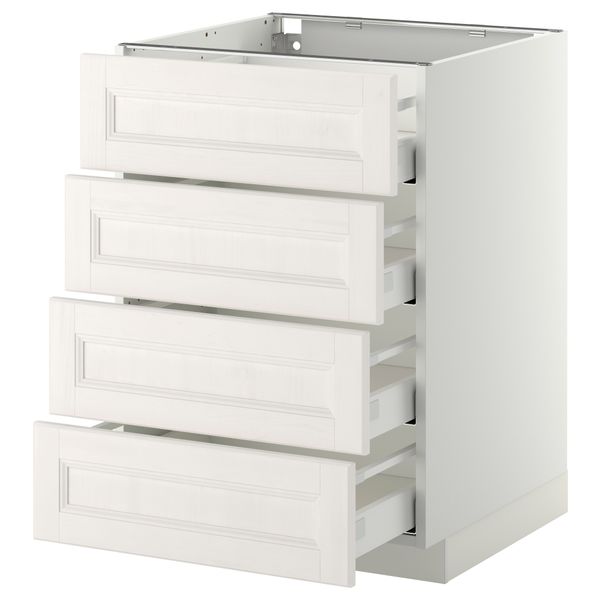Напольный шкаф 4 фронтальных панели, 4 ящика МЕТОД / МАКСИМЕРА, белый, Лаксарби белый - схема-чертеж с размерами
