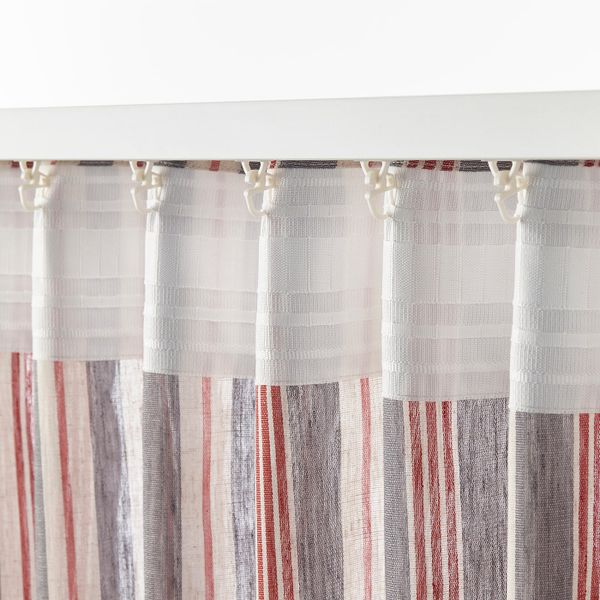 Гардины, 2 шт., серый/красный в полоску 145x300 см IKEA BERGSKRABBA БЕРГСКРАББА 204.508.60 - фото 2