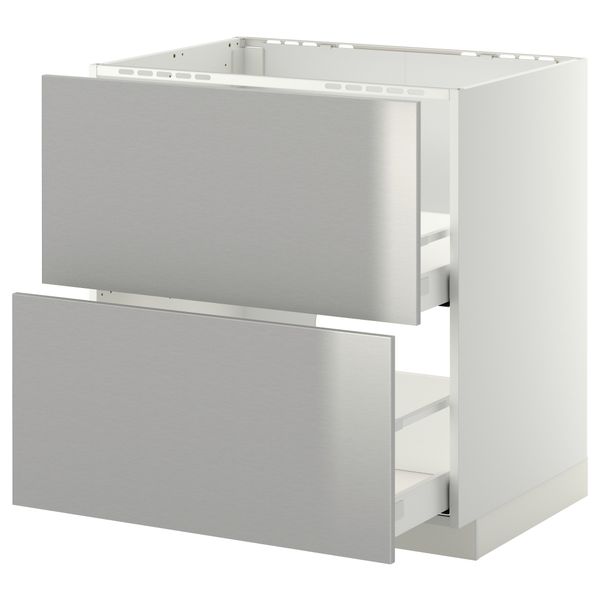 Напольный шкаф под мойку + 2 фронтальных панели, 2 ящика МЕТОД / МАКСИМЕРА, белый, Гревста нержавеющ сталь - схема-чертеж с размерами