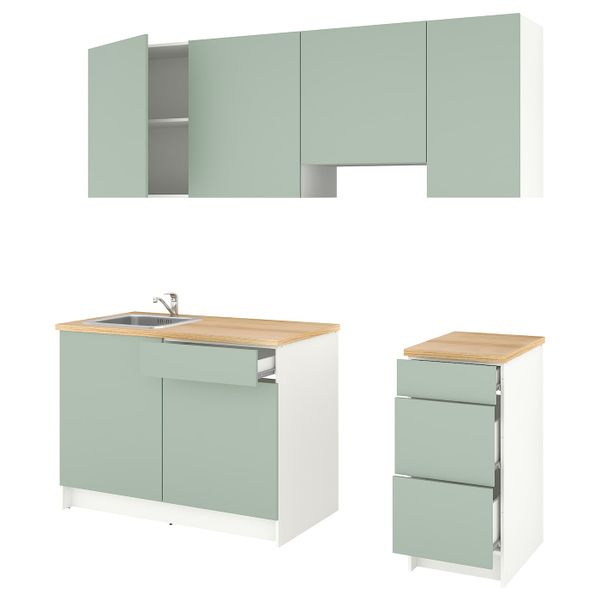 Кухня, серо-зеленый 220x61x220 см IKEA KNOXHULT КНОКСХУЛЬТ 594.143.62 - фото 1
