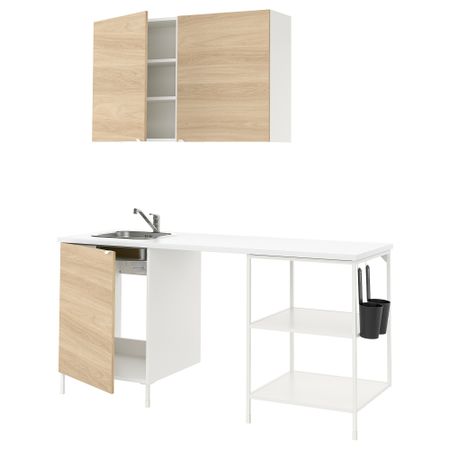 Кухня, белый, под дуб, 183x63.5x222 см IKEA BEGIVENHET БЕГИВЕНХЕТ 493.374.49