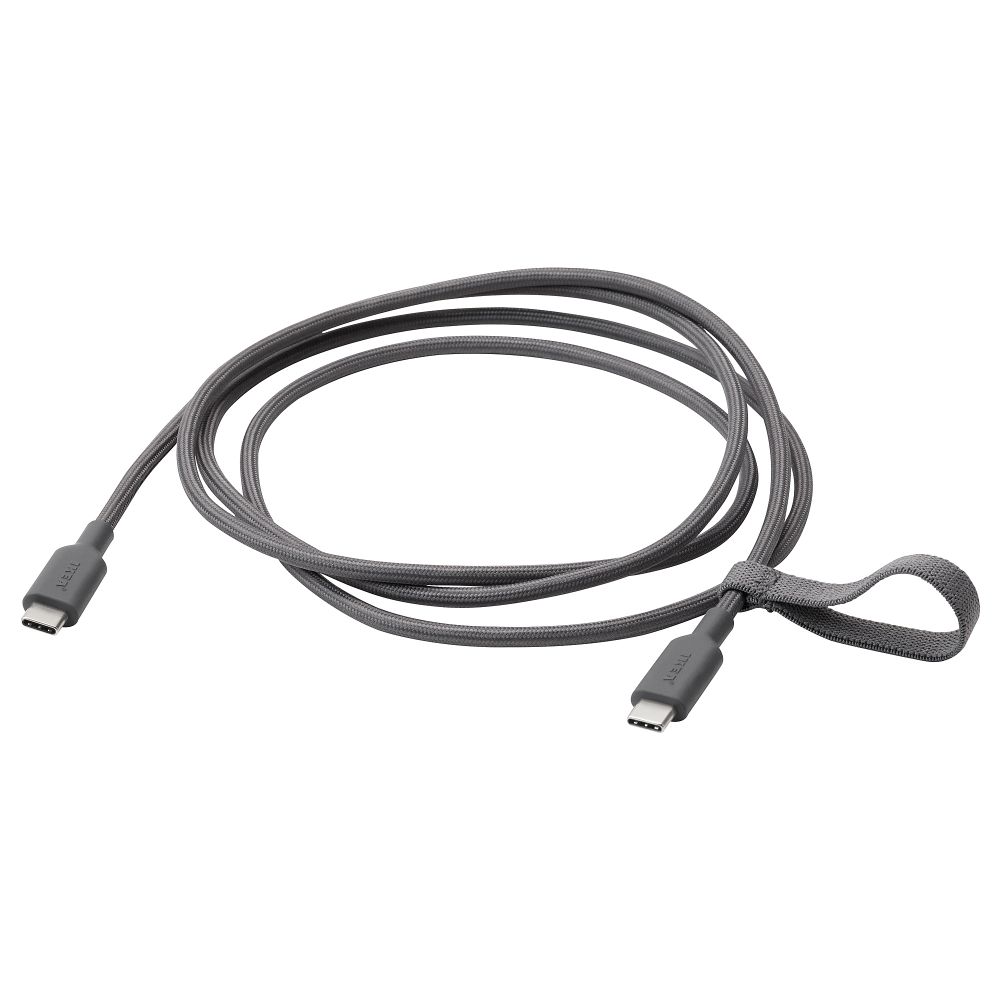 Кабель USB-C–USB-C, 1.5 м, темно-серый IKEA LILLÅNGEN ЛИЛЛОНГЕНHULT ЛИЛЛЬХУЛЬТ 505.276.03 - фото 1