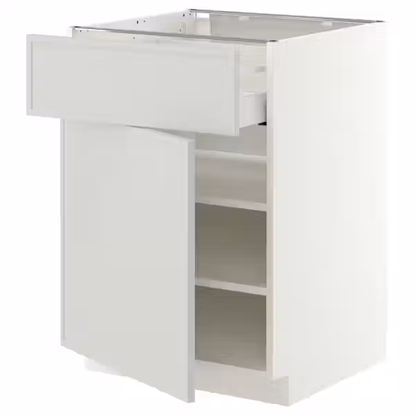 METOD / MAXIMERA Напольный шкаф с ящиком/дверцей - белый/Aspudden светло-серый 60x60 см - фото 1