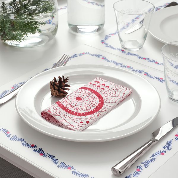 Салфетка бумажная, с рисунком, белый/красный, 33x33 см IKEA ВИНТЕРФЕСТ 304.328.23 - фото 2
