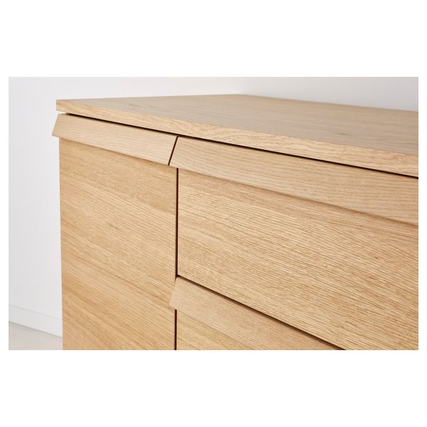 Комод с 3 ящиками, 1 дверцей ОППЛАНД, дубовый шпон (120x80 см) - схема-чертеж с размерами