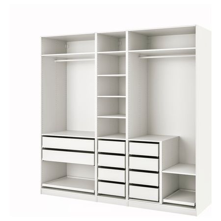PAX Гардероб, комбинация - белый 250x58x236 см