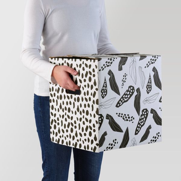 Упаковочная коробка, белый/черный, 33x33x35 см IKEA ОМБЮТЕ 904.466.62 - фото 3