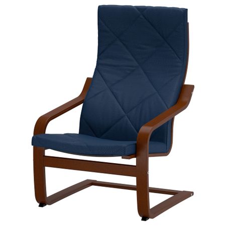 Кресло ПОЭНГ, классический коричневый, Эдум темно-синий