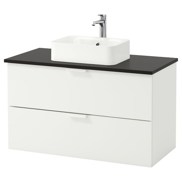 Шкаф со столешницей 45x32 раковина, белый/антрацит БРОГРУНД смеситель 102x49x72 см IKEA GODMORGON/TOLKEN ГОДМОРГОН/ТОЛКЕН / - фото 1