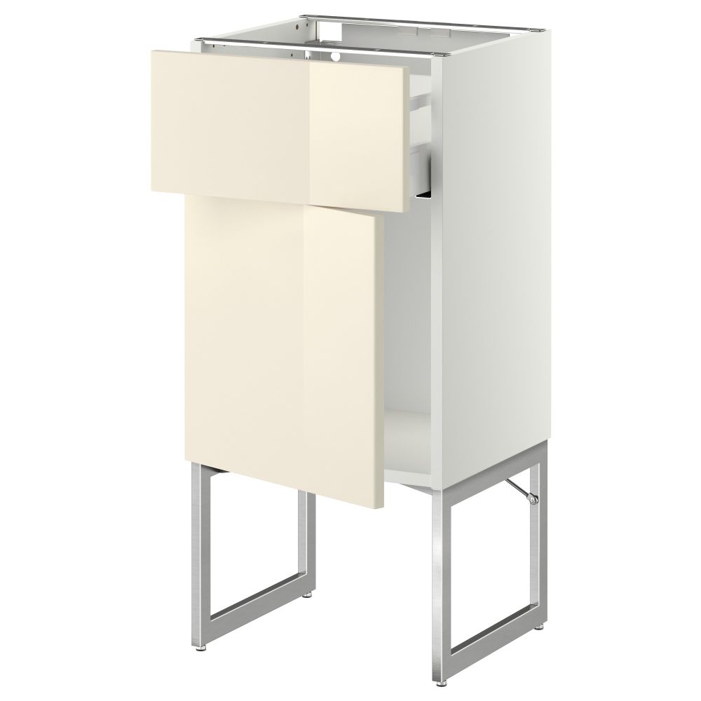 Напольный шкаф с ящиком, дверью МЕТОД / МАКСИМЕРА, белый, Рингульт кремовый - схема-чертеж с размерами