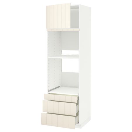 Высокий шкаф для духовки комбинированный, духовка + дверца, 3 ящика МЕТОД / ФОРВАРА, белый, Хитарп белый с оттенком