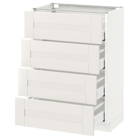 Напольный шкаф 4 фронтальных панели, 4 ящика МЕТОД / МАКСИМЕРА, белый, Сэведаль белый
