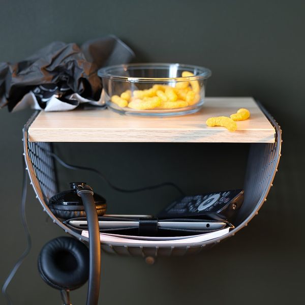 Полка с отделением для хранения, темно-серый/под беленый дуб 30x28 см IKEA SVENSHULT СВЕНСХУЛЬТ 204.305.32 - фото 4