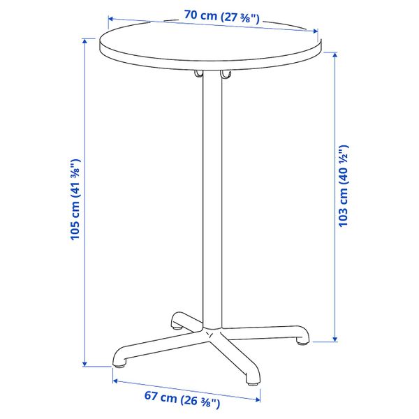 Барный стол, антрацит/антрацит 70 см IKEA STENSELE СТЕНСЕЛЕ 592.882.26 - схема-чертеж с размерами