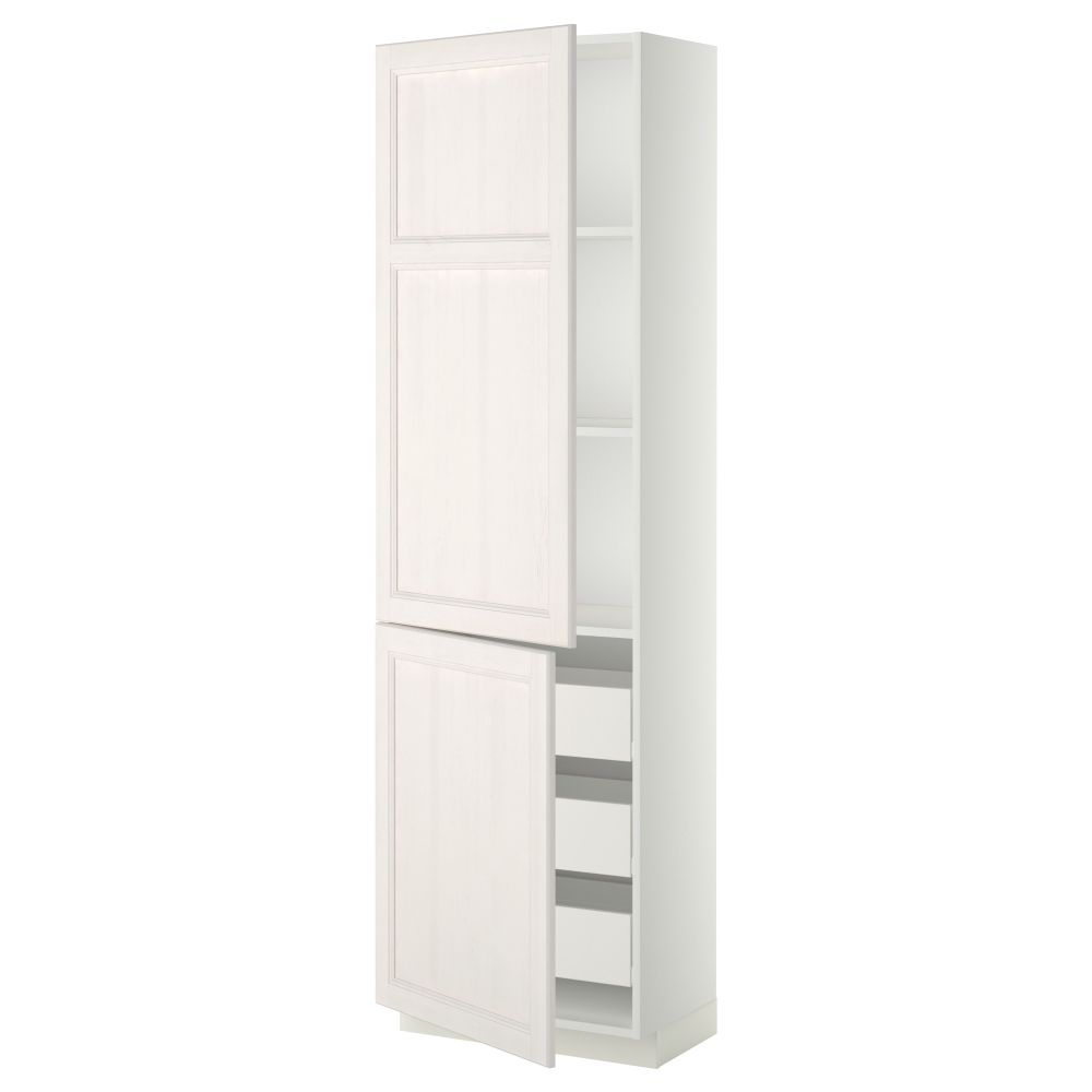 Высокий шкаф + полки, 3 ящика, 2 дверцы МЕТОД / ФОРВАРА, белый, Лаксарби белый - фото 1