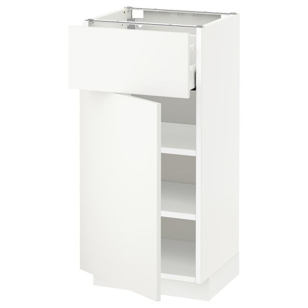 Напольный шкаф с ящиком/дверью, белый/Хэггеби белый 40x37 см IKEA METOD МЕТОД / MAXIMERA МАКСИМЕРА 492.315.08 - схема-чертеж с размерами