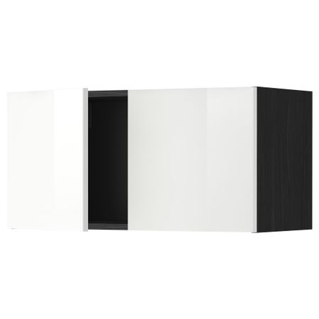 Навесной шкаф с 2 дверями МЕТОД, черный, Рингульт белый (80x40 см)